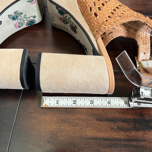 Pons Quintana Women Tan Woven Leather Chunky Platform Block Heel Sandals Size 40 - Picture 7 of 11